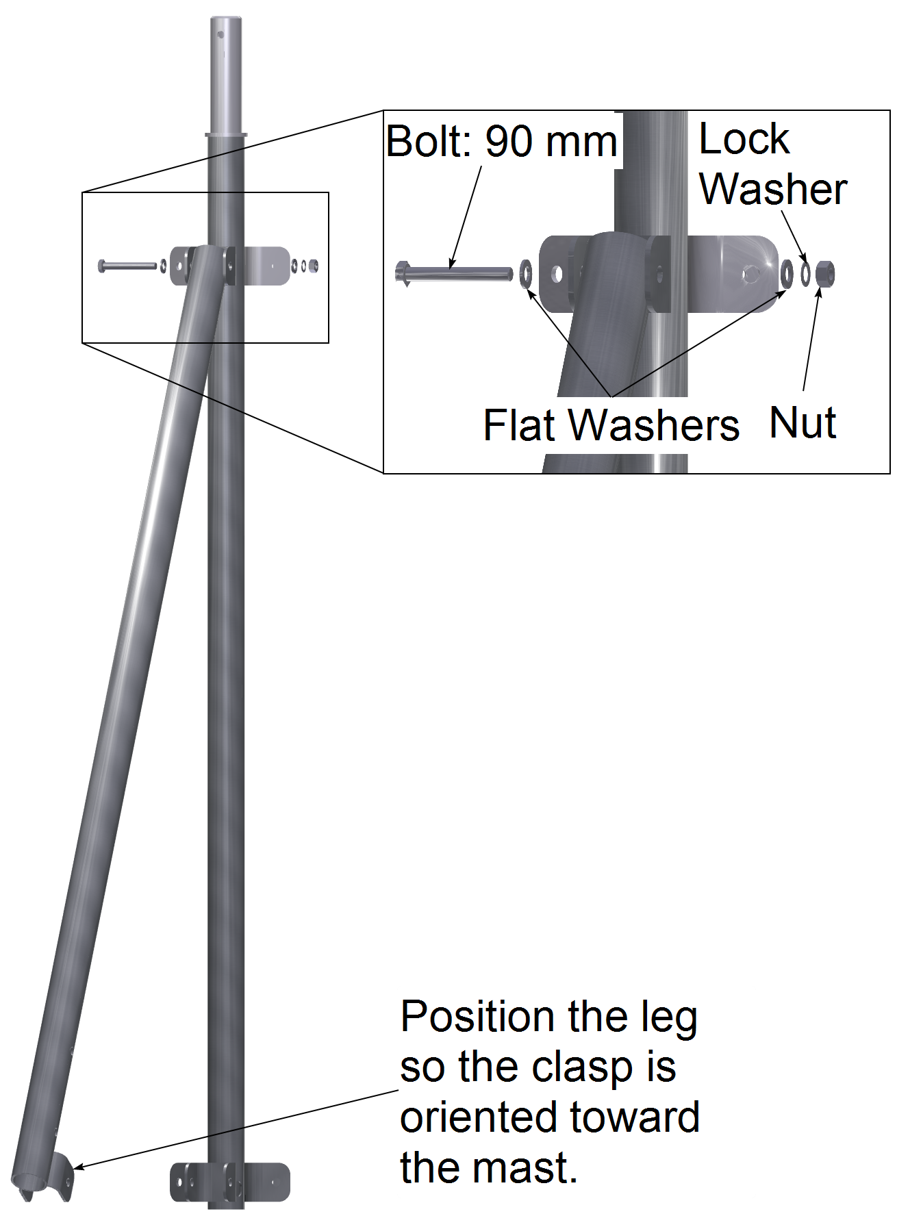 Connect the leg to the tripod mast